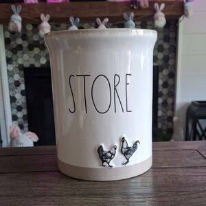 🐔 Rae Dunn STORE Chicken Utensil Crock Cream and Black Ceramic 🐔